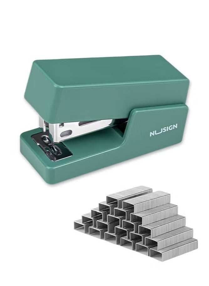 Deli Mini Stapler with 640 Standard Staples, 12 Sheet Capacity Desktop Stapler for Student, Office, Green  - Image 1
