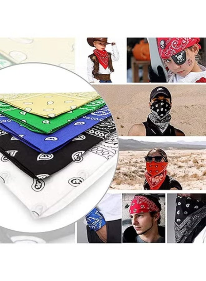 fantasize Men Women Polyester Bandanas, 6 Pack, Square Paisley Handkerchief Headband Scarf - Image 3
