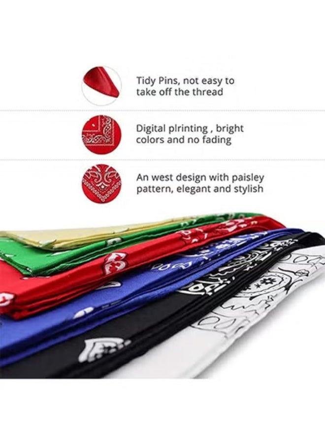 fantasize Men Women Polyester Bandanas, 6 Pack, Square Paisley Handkerchief Headband Scarf - Image 5