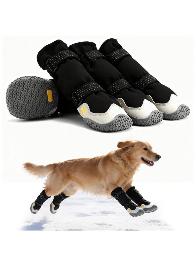 BECEMURU Waterproof Dog Boots for Winter Snow Rain,Non-Slip Dog Shoes for Small to Large Dogs, Paw Protectors for Outdoor Walking Hiking (Black, 3#) - Image 1