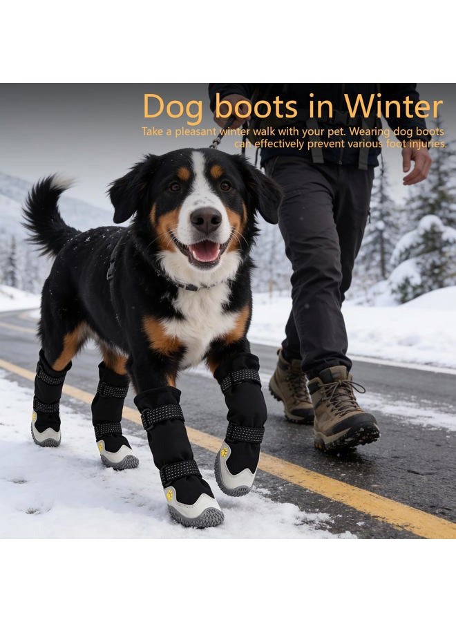 BECEMURU Waterproof Dog Boots for Winter Snow Rain,Non-Slip Dog Shoes for Small to Large Dogs, Paw Protectors for Outdoor Walking Hiking (Black, 3#) - Image 4