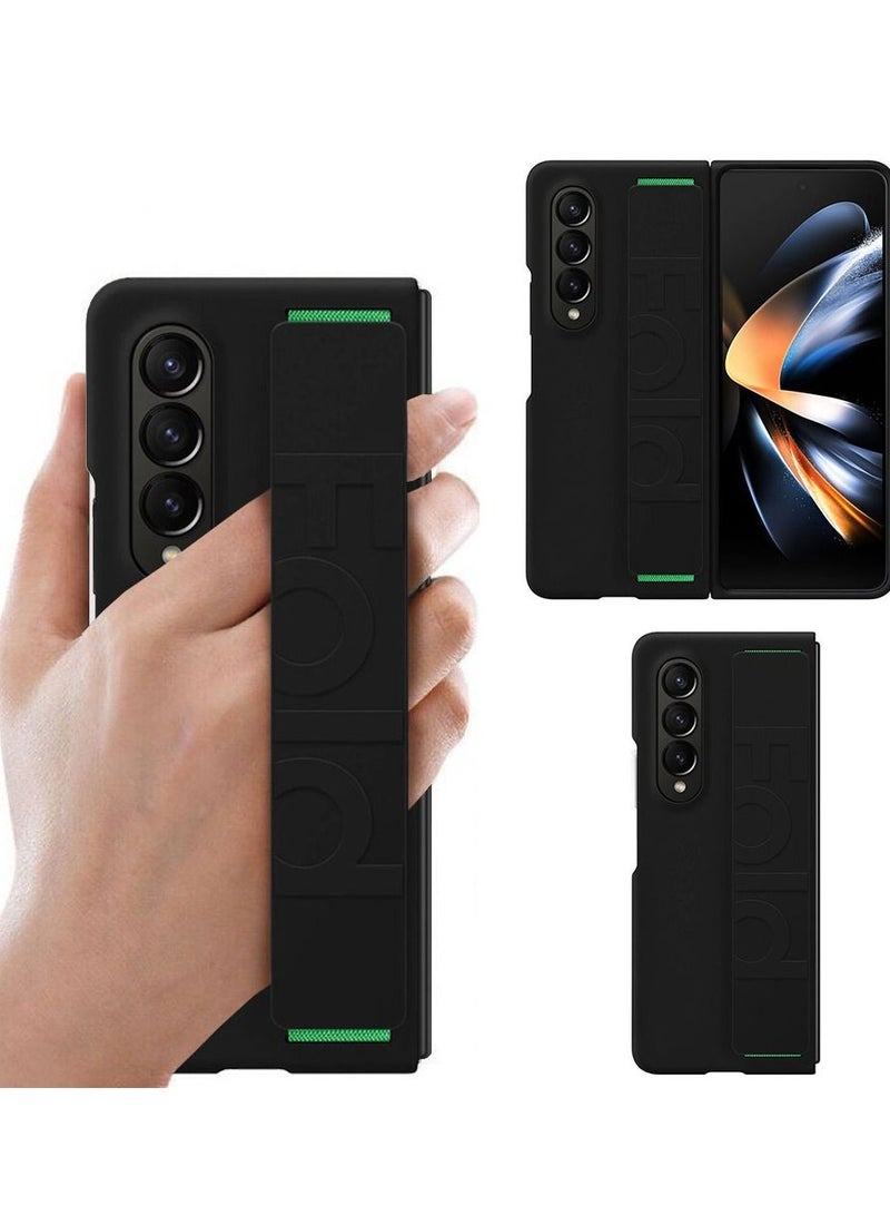 CATANES Samsung Galaxy Z Fold 4 Case 2022 Hard Silicone Cover With Strap Hold Anti drop Black - Image 1