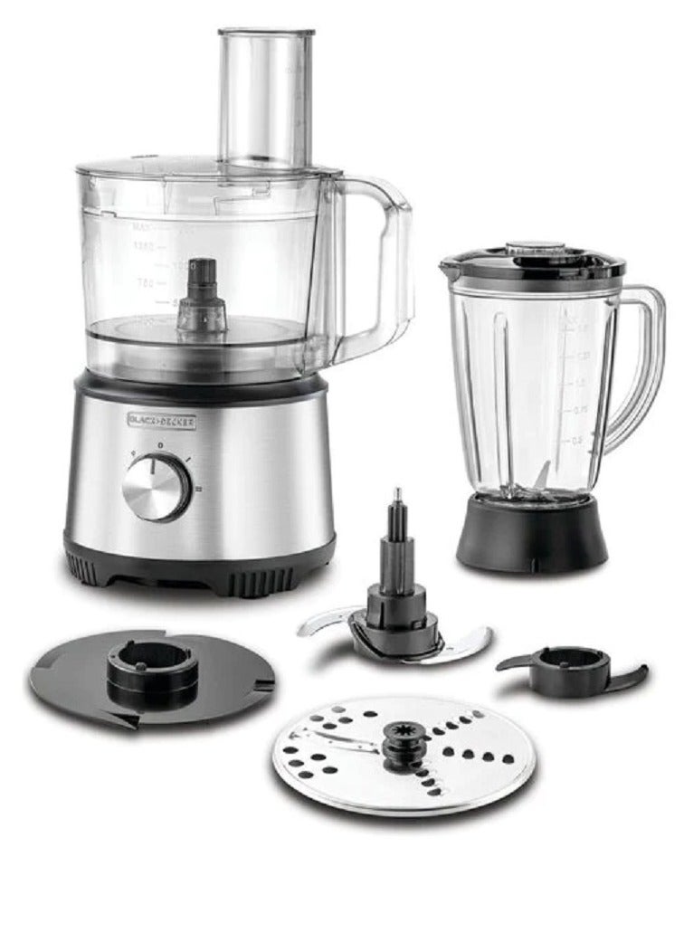 BLACK+DECKER Electric Food Processor, 24 Functions 2 L 800 W FX825 Silver - Image 1