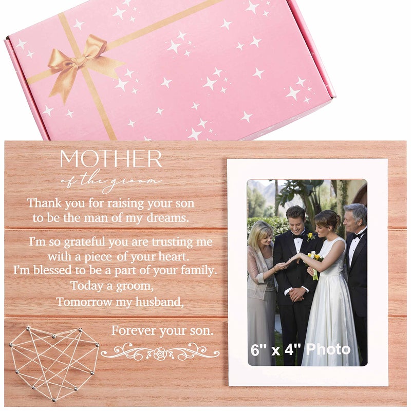 Sioial Wedding Gifts for Mother of the Groom-Thank You Gift for New Mom-Bridal Shower Gift for Mother of the Groom-Photo Picture Frame Gift-Thank You for Raising Your Son to Be the Man of My Dreams - Image 1