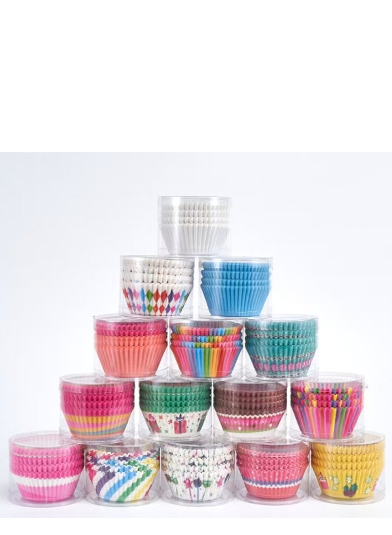 100Pcs/set  Cupcake Baking Paper Cases Cake Box,Disposable Muffins Baking Cupcake Mould 6.8x5x3cm - Rainbow Letter - Image 3