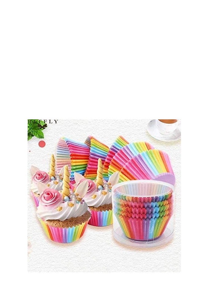 100Pcs/set  Cupcake Baking Paper Cases Cake Box,Disposable Muffins Baking Cupcake Mould 6.8x5x3cm - Rainbow Letter - Image 5