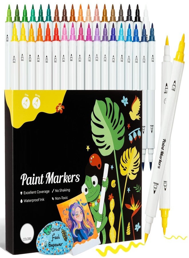 Amitasha 24 Shades Dual Tip Washable Markers Pen Set Water Color Soft Head Fineliner Pens for Kids Drawing Art Craft Painting Calligraphy Journal Birthday Christmas Gift - Image 1