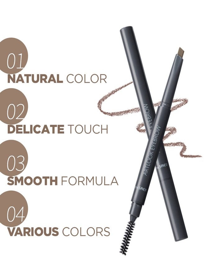 the SAEM THESAEM Artlook Eyebrow Definer Pencil with Spoolie Brush 03 Gray Brown - Long Lasting Eyebrow for Soft Textured Eyebrow Makeup with Vitamin E - Triangular Pencil - Image 2