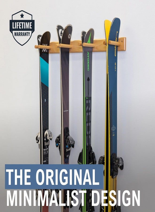 StoreYourBoard Timber Ski Wall Rack, 4 Pairs of Skis Storage, Wood Home and Garage Mount System, Natural Wood - Image 2
