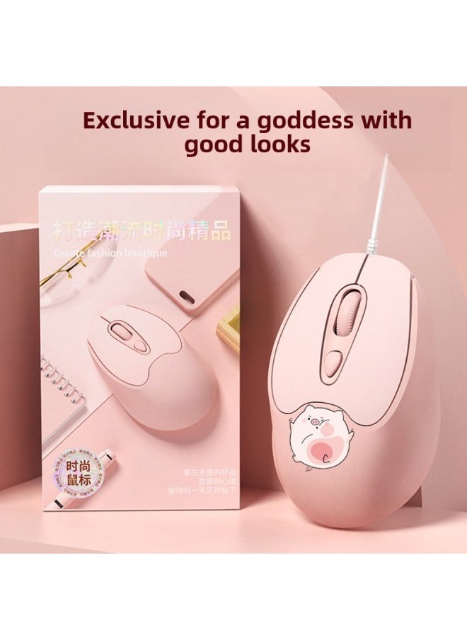 Generic - Wired Mouse Type-c Interface USB For Apple Huawei Xiaomi Notebook Tablet Phone Computer Girls-Colour:Type-c Interface-silent Gray White Rabbit - Image 1