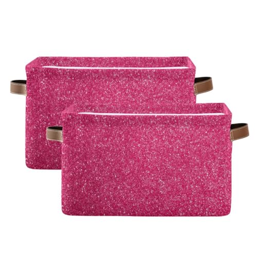 Pfrewn Christmas Winter Storage Basket Hot Pink Collapsible Rectangular Storage Boxes Organizer Shelf Basket Toy Book Nursery Bin 1 Pack - Image 3