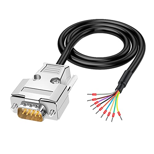 ANMBEST DB9 Solderless Breakout Connector with 5Ft 24AWG Replacement Cable, Metal Shell RS232 D-SUB Serial to 9-Pin Port Terminal Male Adapter Connector Breakout Board - Image 1