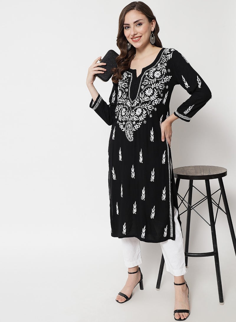 الايا كورتا رايون شيكانكاري مطرزة يدويًا للنساء-AL3451  - Image 4