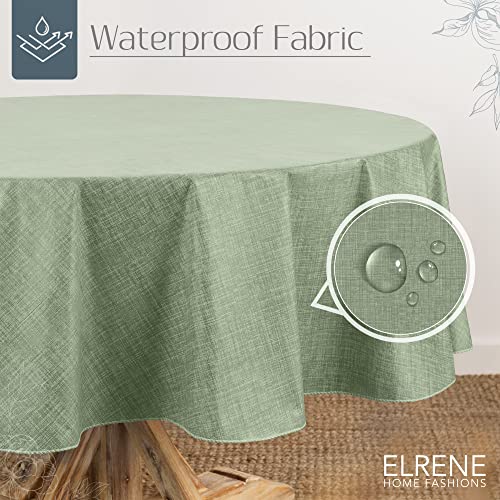Elrene Home Fashions Monterey Linen Inspired Water and StainResistant Vinyl Tablecloth with Flannel Backing 60 inches X 84 inches Oval Sage - Image 3