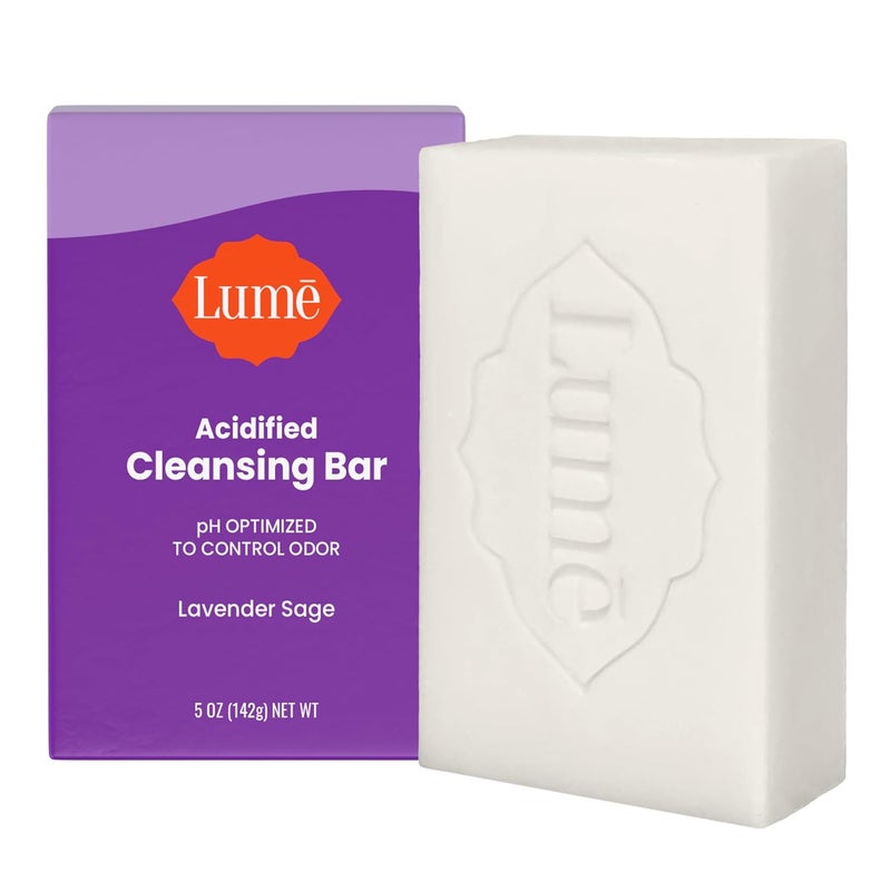 Lume Acidified Body Cleansing Bar  24 Hour Odor Control  Removes Odor Better than Soap  Moisturizing Formula  Formulated Without SLS and Parabens  OBGYN Developed  5 ounce Lavender Sage