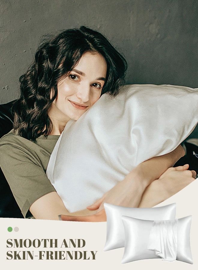 2 قطع لينة وناعمة كيس وسادة حرير الساتان للشعر والجلد الصحة 51*102 سنتيمتر تنفس الفراش المخدة للمنزل الأبيض - Image 5