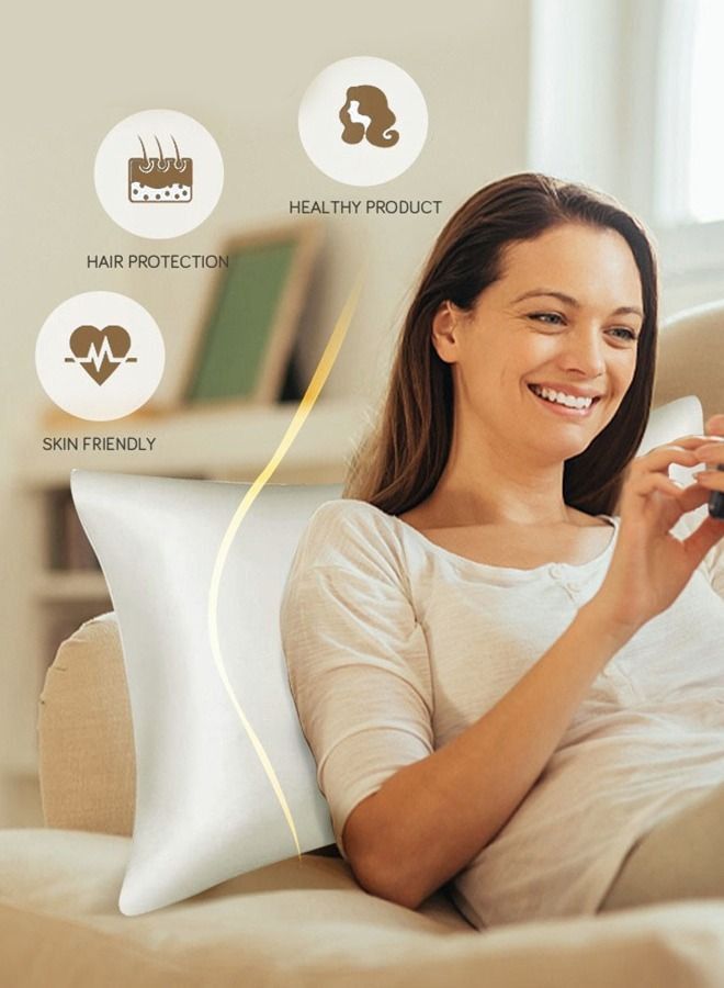 2 قطع لينة وناعمة كيس وسادة حرير الساتان للشعر والجلد الصحة 51*102 سنتيمتر تنفس الفراش المخدة للمنزل الأبيض - Image 4