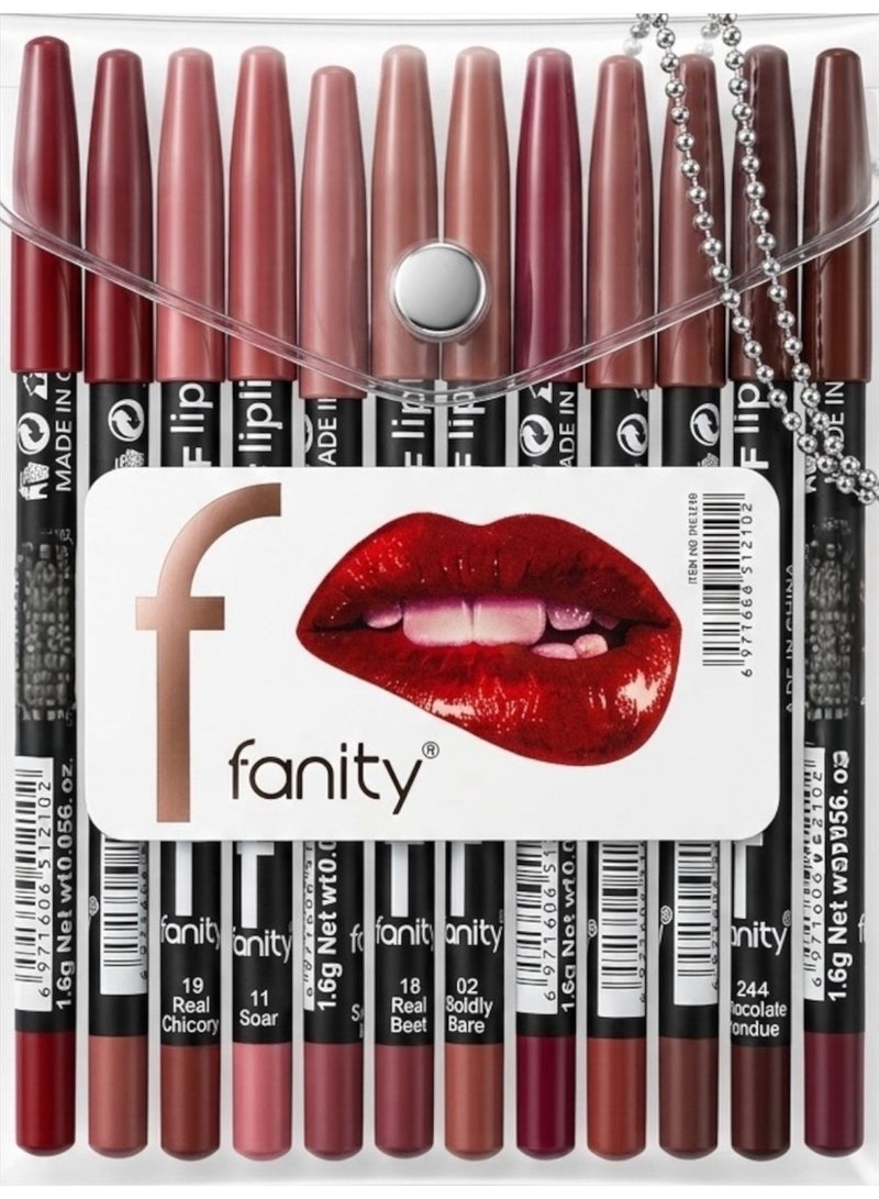 فانيتي محدد شفاه احترافية مكوّنة من 12 لونًا متنوعًا تمنحك تحديدًا دقيقًا وثباتًا يدوم طوال اليوم. - Image 1