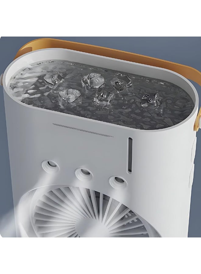 مروحة محمولة FH-666 مزدوجة مع بخاخ مياه 280 مل - تبريد فوري - بثلاث سرعات – غطاء امامي قابل للازاله لسهولة التنظيف - للاستخدام المنزلي والمكتبي – بشحن USB  - اللون ابيض - Image 2