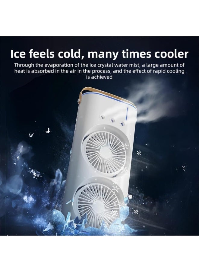 مروحة محمولة FH-666 مزدوجة مع بخاخ مياه 280 مل - تبريد فوري - بثلاث سرعات – غطاء امامي قابل للازاله لسهولة التنظيف - للاستخدام المنزلي والمكتبي – بشحن USB  - اللون ابيض - Image 5