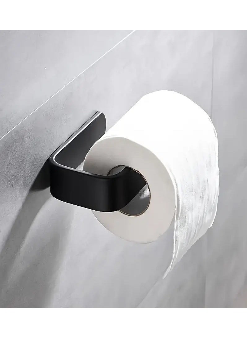 Generic - Self-Adhesive Toilet Paper Holder - Black, Drill-Free Installation, Modern Design, Ideal for Kitchen and Bathroom - Image 1