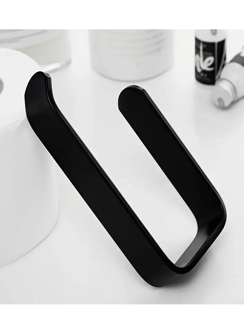 Generic - Self-Adhesive Toilet Paper Holder - Black, Drill-Free Installation, Modern Design, Ideal for Kitchen and Bathroom - Image 1