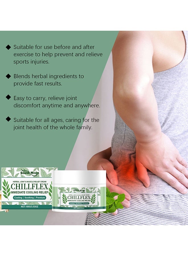 ساوث مون Chillflex Menthol Soothing Cream ، كريم تبريد فوري لتخفيف الشعر - جل منثول عشبي مهدئ ، كريمات تخفيف سريعة المفعول لعدم الراحة في العضلات والمفاصل ، أنشطة المفاصل في جميع أنحاء الجسم 100 غرام - Image 2
