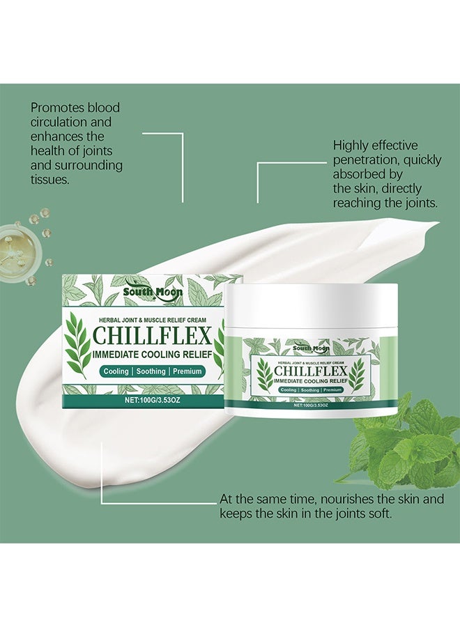 ساوث مون Chillflex Menthol Soothing Cream ، كريم تبريد فوري لتخفيف الشعر - جل منثول عشبي مهدئ ، كريمات تخفيف سريعة المفعول لعدم الراحة في العضلات والمفاصل ، أنشطة المفاصل في جميع أنحاء الجسم 100 غرام - Image 5