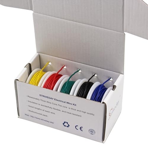 Striveday 26 AWG Gauge Hook Up Wire Kit - 5 Colors Tinned Copper PVC Solid Core Wire (300V, 1007 Standard) for Automotive, Electronics, DIY Projects (32.8ft Each Color) - Image 5