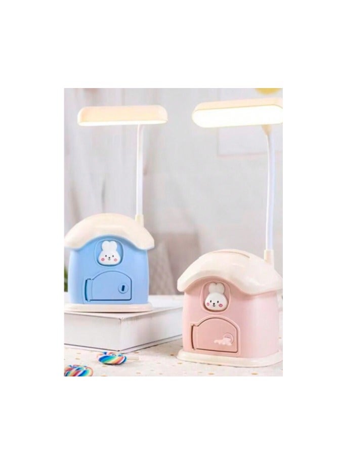 LED lamp with USB charger, multi-colored piggy bank, and stickers to decorate the piggy bank - Image 2