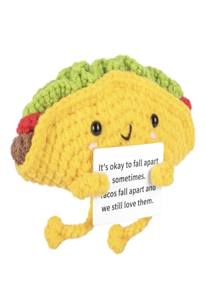 A AIFAMY Funny Positive Taco, Emotional Support Taco, Cute Crochet Potato Partner Toy with Positive Card Cheer Up Funny Gag Gifts for Best Friend Birthday Housewarming Women Teacher Fall - Image 1