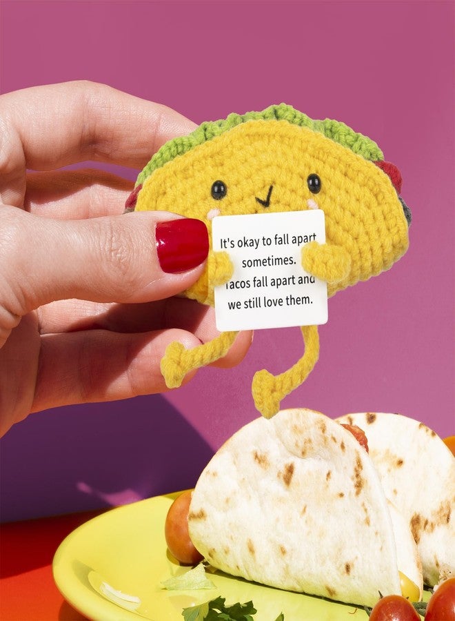 A AIFAMY Funny Positive Taco, Emotional Support Taco, Cute Crochet Potato Partner Toy with Positive Card Cheer Up Funny Gag Gifts for Best Friend Birthday Housewarming Women Teacher Fall - Image 4