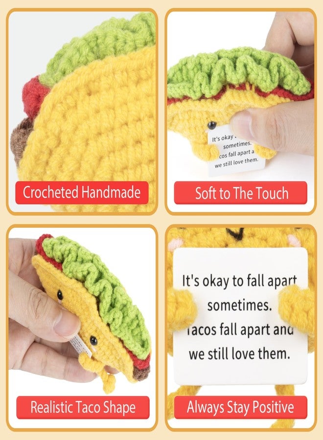 A AIFAMY Funny Positive Taco, Emotional Support Taco, Cute Crochet Potato Partner Toy with Positive Card Cheer Up Funny Gag Gifts for Best Friend Birthday Housewarming Women Teacher Fall - Image 3
