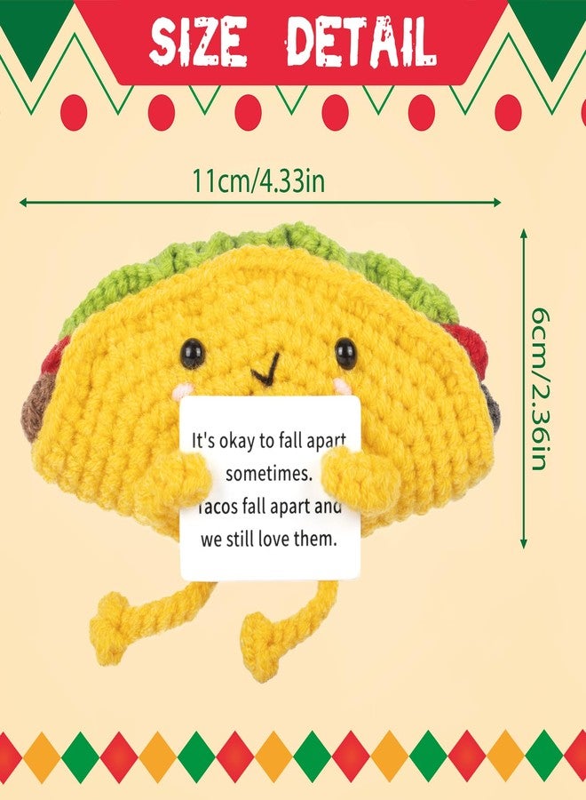 A AIFAMY Funny Positive Taco, Emotional Support Taco, Cute Crochet Potato Partner Toy with Positive Card Cheer Up Funny Gag Gifts for Best Friend Birthday Housewarming Women Teacher Fall - Image 2