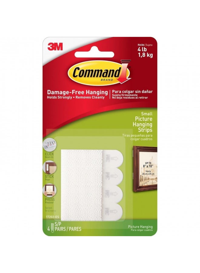 Command Command 17202ES Small Picture Hanging, 4 Pairs, White, Strips  - Image 1