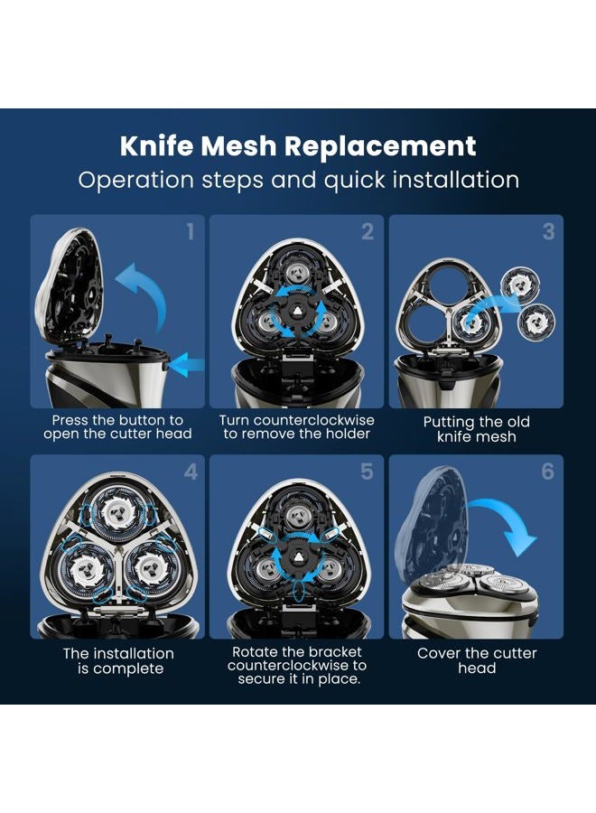 Phisco 203D-6A Replacement Shaver Heads (3-Pack) - ValueDuo Upgrade for RMS8112 Series | Waterproof Universal Fit Electric Razor Heads | Enhance Your Grooming Routine - Image 4