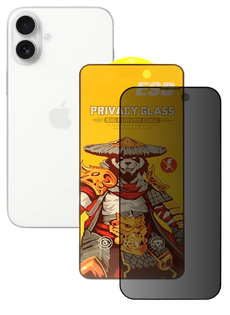 ESD Tempered Dustproof Privacy Glass Screen Protector Compatible For iPhone 16 Plus - Image 1