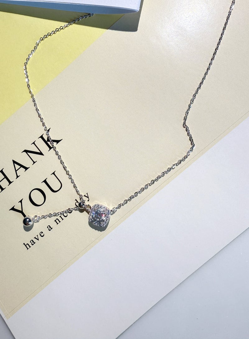 Sterling Silver Sugar Cube Pendant Necklace - Image 2