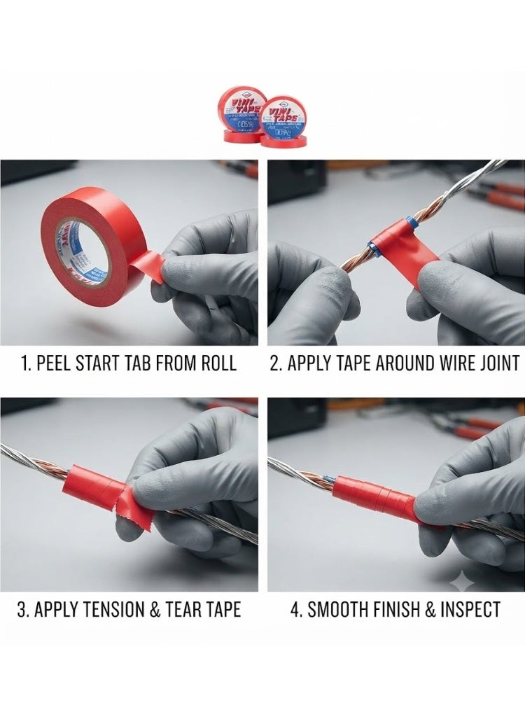 Vini Electrical Insulation Tape- 10 Pieces (Red) - Image 2