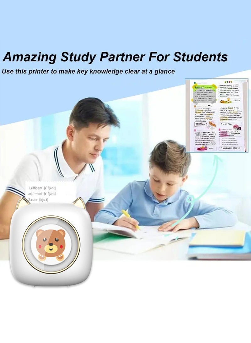 كيدل طابعة بلوتوث صغيرة الجيب طابعة حرارية محمولة مع طابعة + 5 ملصقات + 5 ورق عادي + 3 ورق ملون + 6 أقلام ملونة + 1 ملصق - Image 2