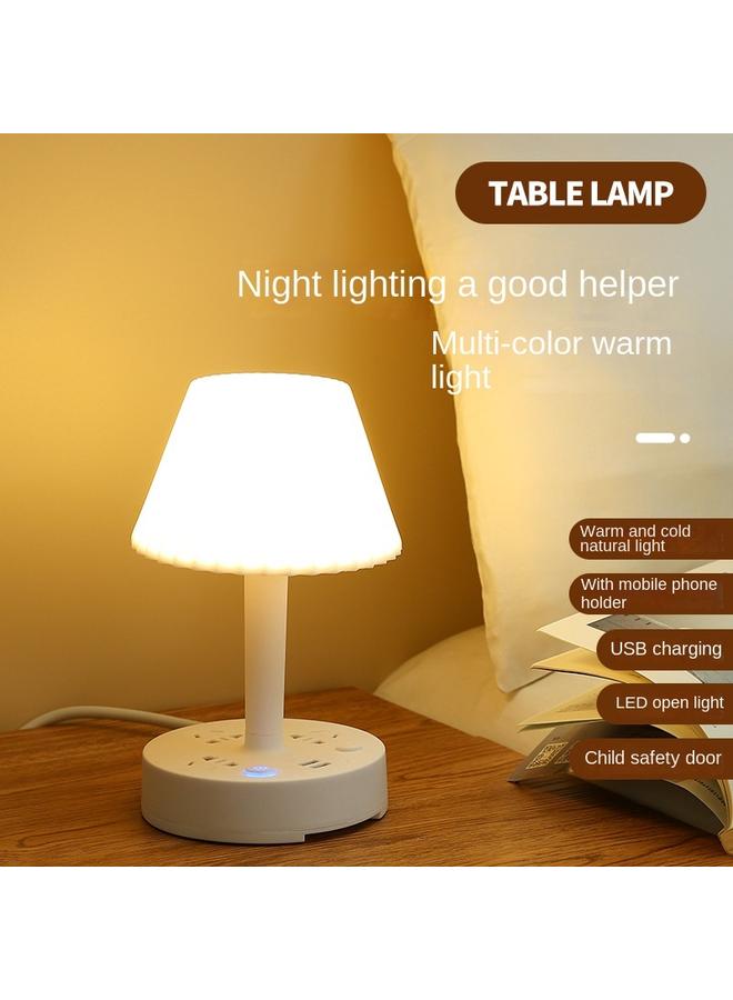 الأزرق جي دبليو مقبس مصباح طاولة متعدد الوظائف ، مصباح سرير متعدد الوظائف ، مصباح سرير متعدد التروس ، ضوء دافئ بارد ، ضوء غرفة نوم منزلية ، أضواء ليلية - Image 2