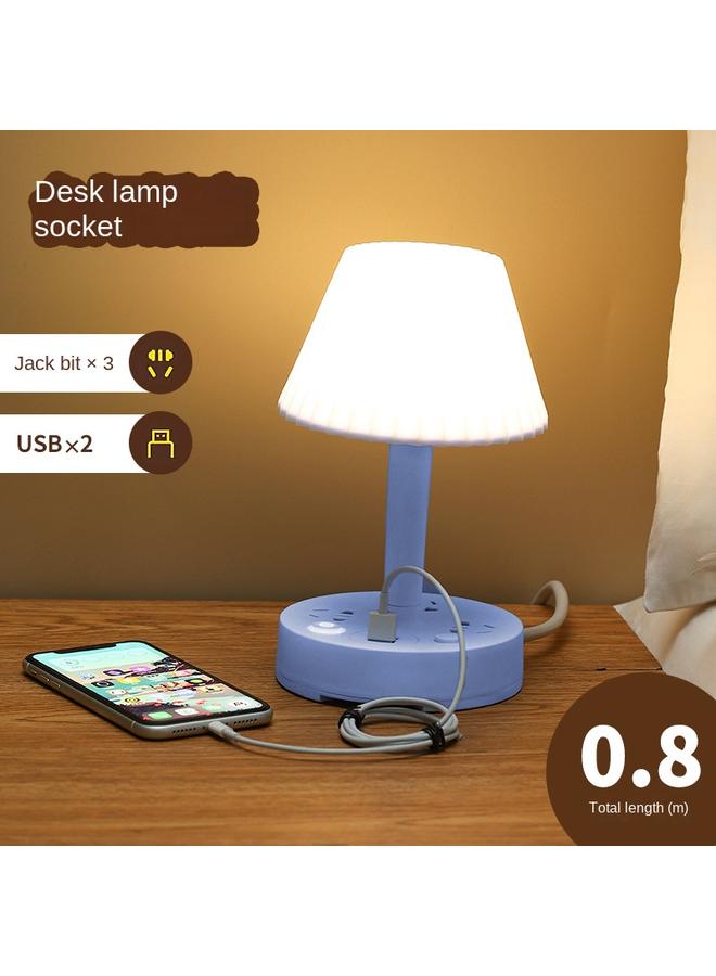 الأزرق جي دبليو مقبس مصباح طاولة متعدد الوظائف ، مصباح سرير متعدد الوظائف ، مصباح سرير متعدد التروس ، ضوء دافئ بارد ، ضوء غرفة نوم منزلية ، أضواء ليلية - Image 1