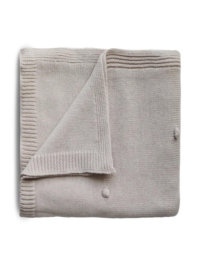 mushie Knitted Baby Blanket Textured Dots Off White Melange