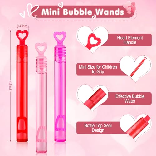 Genuvi Valentines Party Favors Mini Bubble Wands 30PCS Valentines Day Gifts for Kids Valentine Heart Bubbles Bulk Goodie Bag Stuffers for Wedding Student Classroom Exchange Prizes Outdoor Toys for Girls Boys - Image 5