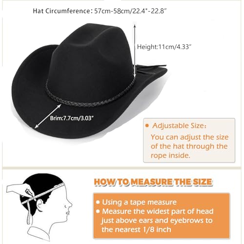 XuoAz Western Cowboy Hat for Men Women Classic Roll Up Fedora Hat with Buckle Belt(Size:S-M) - Image 3