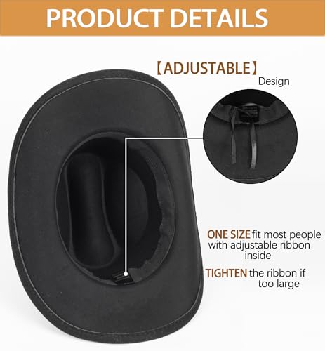 XuoAz Western Cowboy Hat for Men Women Classic Roll Up Fedora Hat with Buckle Belt(Size:S-M) - Image 4