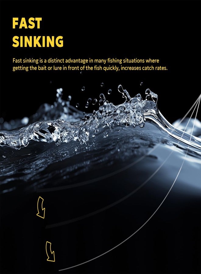 اس اف خيط صيد SF مصنوع من مادة فلوروكربون نقية 100%، غير مرئي تقريبًا، مقاوم للصدمات، حساسية عالية، يغوص بسرعة، شفاف، مناسب للمياه المالحة والعذبة، طوله 50 ياردة وقوة 12 رطلاً. - Image 4