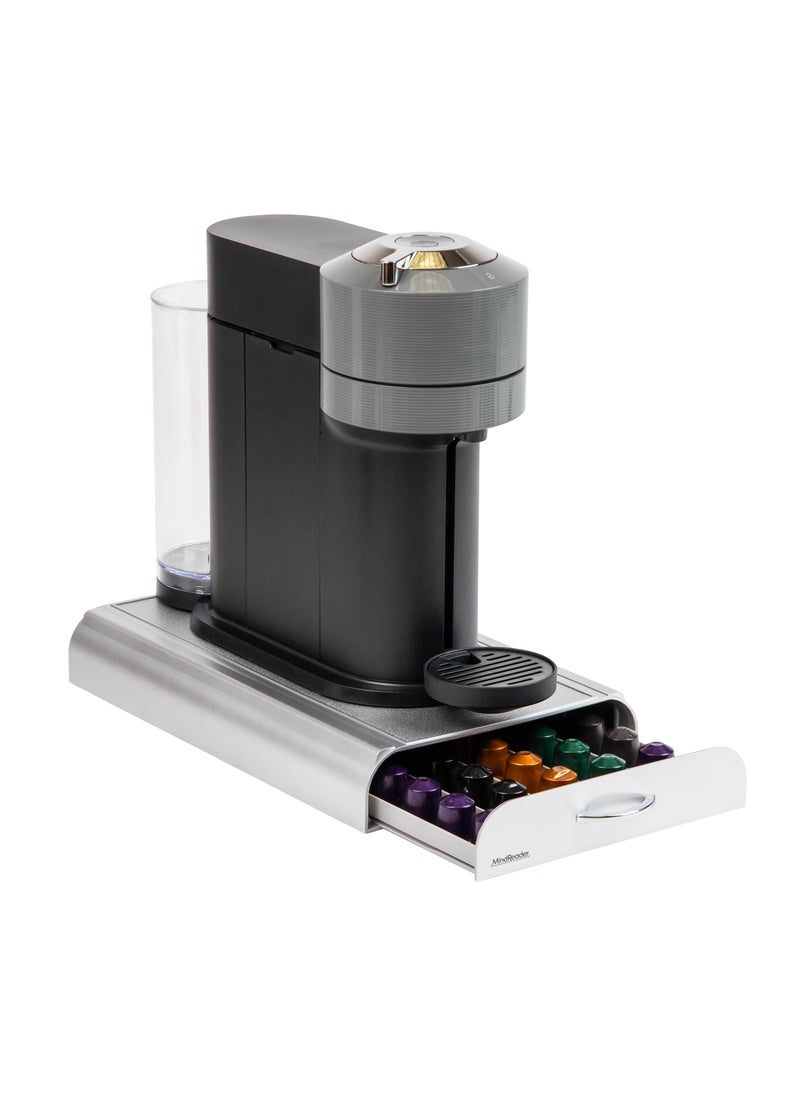 Mind Reader Mind Reader Nespresso Compatible Capsule Drawer Countertop Coffee Pod Holder Storage 925L x 15W x 2H Silver 