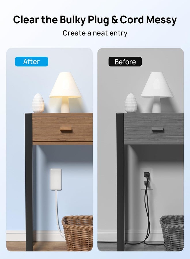 TROND Flat Power Strip with Outlet Cover, 3 AC Widely Spaced Wall USB Plug Extender, 5FT Extendable Outlet Extension Cord, Wall Mount Behind TV, Hidden Under in-Drawer Desk Cabinet Vanity Counter - Image 3