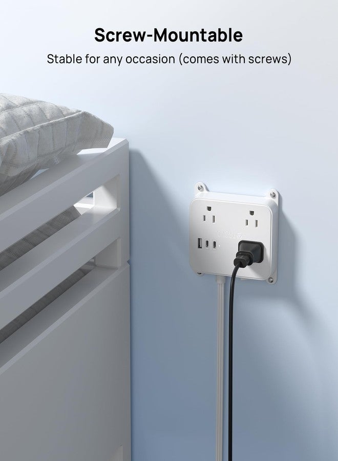 TROND Flat Power Strip with Outlet Cover, 3 AC Widely Spaced Wall USB Plug Extender, 5FT Extendable Outlet Extension Cord, Wall Mount Behind TV, Hidden Under in-Drawer Desk Cabinet Vanity Counter - Image 4